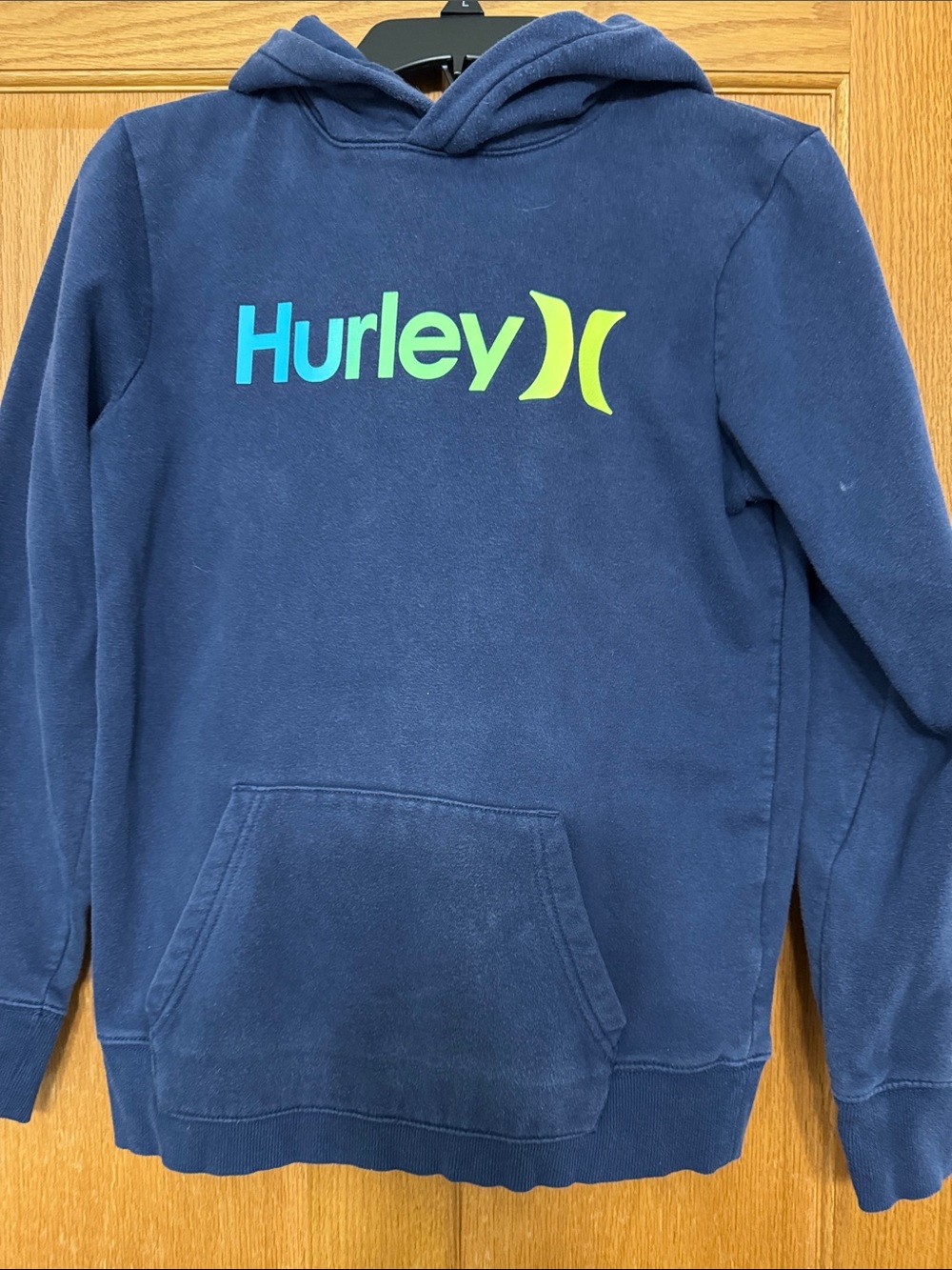 Hurley Boys XL Navy Hoodie with Teal and Lime Logo